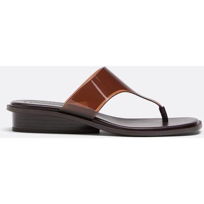 Stradivarius Platte thong-sandalen van vinyl  BRUIN 35