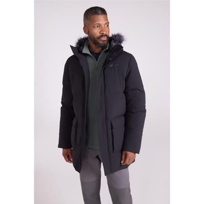 Mountain Warehouse Waterafstotende gewatteerde parka voor heren (Zwart)