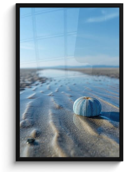 Poster in lijst - Fotolijst 60x90 cm - Posters - Strand - Schild - Water - Blauw - Posterlijst zwart - Decoratie - Wanddecoratie woonkamer - Muurdecoratie slaapkamer