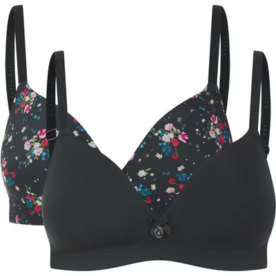 Ted Baker Fabel 2 Pk Ditsy Rose Print Wireless Shapiing Bra Jet Black  Maat: 32C | BH's Outlet | Dames | Zwart
