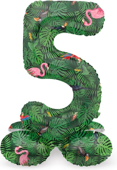 Folat - Staande folieballon Cijfer 5 Jungle Vibe - 72 cm