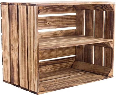 Houten Kisten - Opbergkisten - Decoratie en Opbergen - Gevlamde Look - Set van 3 - Bruin