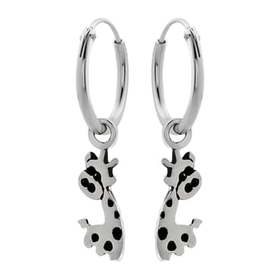 WeLoveSilver - zilveren oorringen - giraf hanger - 925 zilver