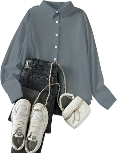 Livano Linnen Blouse Dames - T-Shirt - Polo - Overhemd - Shirt - Zomer - Ibiza Stijl - Grijs - Maat S