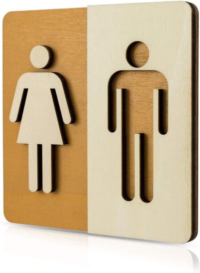 Toiletbord Hout - Deurbord Toilet Dames Heren - Toilet Deur Aangeven - Echt Hout - 14 x 14 cm