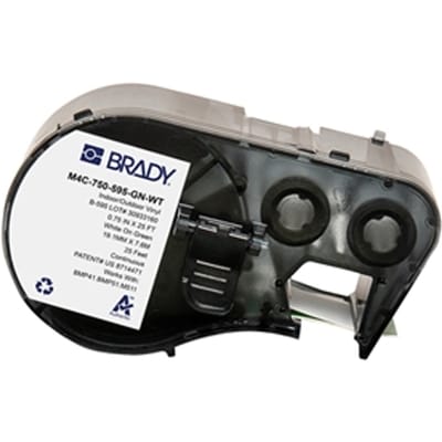 Brady M4C-750-595-GN-WT tape vinyl wit op groen | 19,05 mm x 7,62 m (origineel)