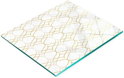 Glazen serveerplank met grafisch geometrisch patroon 60x52 cm