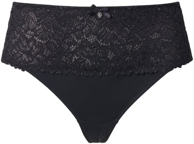TruYou - Dames - TRUYOU string-panty fijn glinsterend kant microvezels - Zwart - Maat 54+
