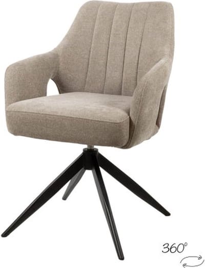 Eetkamerstoel Marley draaibaar 360 - Taupe - eetkamerstoelen set van 2