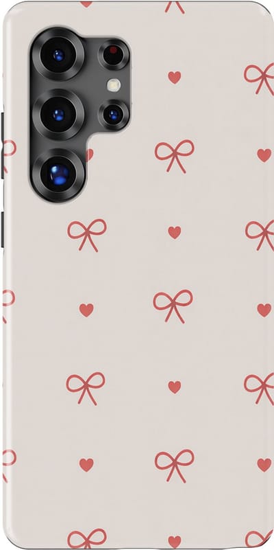 Tough Hoesje met Hartjes Samsung Galaxy S25 Ultra | Little Love Tough Case Geschikt voor Mag | Hartjes Print Backcover Samsung Galaxy S25 Ultra Sweet Bows