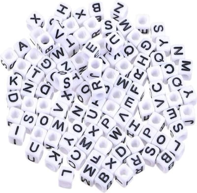 Fako Bijoux® - Letterkralen Vierkant - Letter Beads - Alfabet Kralen - Sieraden Maken - 6mm - 300 Stuks - Wit