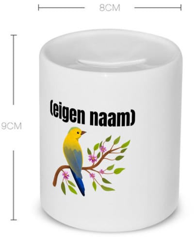 Akyol - vogel in een boom met eigen naam Spaarpot - Vogels - dieren liefhebber - iemand die houdt van vogels - verjaardag - cadeau - kado - geschenk - 350 ML inhoud