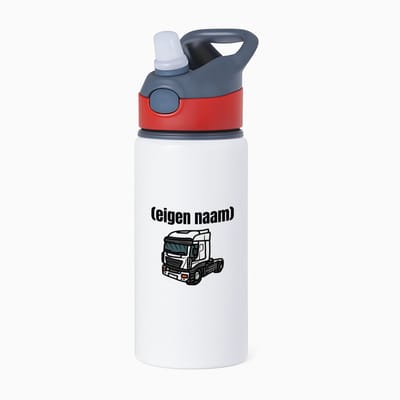 Hacebo® - vrachtwagen kop stuk met eigen naam waterfles met rietje rood - Vrachtwagen chauffeur - vrachtauto chauffeurs - iemand die houdt van vrachtwagens - verjaardag - cadeau - kado - geschenk - water fles - 650ML