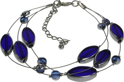 Behave - Armband blauw ovaal - extra ruime polsmaat - avondstijl