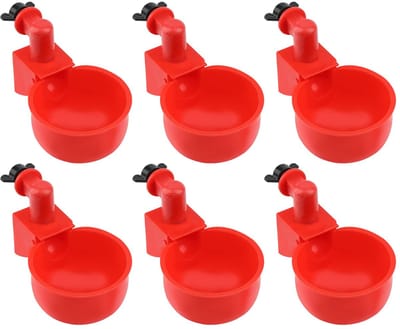 Solidchoice- Kippenwaterbak Rood - Automatische Drinkbeker - 6 Stuks - Kunststof - Eenvoudig Schoon te Maken - Verbeterde Efficiëntie - Drinkbak