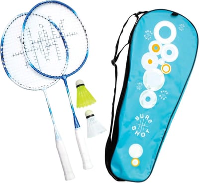Badminton Set - Recreatieve Set - Buiten Spelen - Compleet Inclusief Tas - 21 Inch - Blauw Wit Zilver