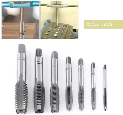 Dailygoods- Draadkranen 7 stuks - Metrische Stalen Draadkranen M3/M4/M5/M6/M8/M10/M12 - Lagerstaal - Handmatige Groefkranen - Schokbestendig - Gebruiksvriendelijk - Schroefdraadboren