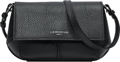 LIEBESKIND BERLIN Leren Schoudertas Koppeling Lilly Heavy Pebble Crossbody Black Zwart