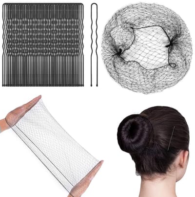 Haaraccessoires set - Haarklemmen - Haarelastiekjes / Scrunchie -Zwart 10 stuks + 50 U-haarklemmen -Geschikt voor kort en fijn haar.