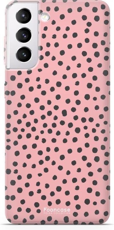 Fooncase Hoesje Geschikt voor Samsung Galaxy S21 - Shockproof Case - Back Cover / Soft Case - POLKA / Stipjes / Stippen / Roze
