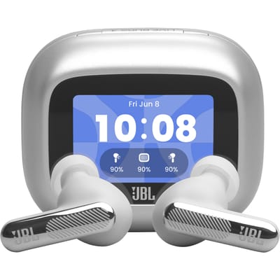 JBL Live Beam 4 – Draadloze Oortjes met Noise Cancelling – Smart Case met Touchscreen - True Wireless Bluetooth – 48 uur – Waterdicht – IP55 - Zilver