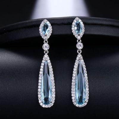 Emmaya Nieuwe Luxe Uitstekende Twee Kleuren Kristal Lange Drop Hoge Kwaliteit Cz Oorbellen Voor Vrouwen Bruiloft Sieraden Cadeau black
