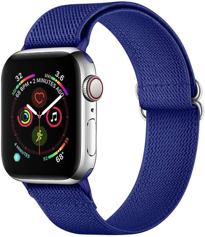 SBG Nylon Bandje Geschikt voor Apple Watch 1/2/3/4/5/6/7/8/9/10/11/SE - 38/40/41/42MM - Elastisch Sport Horlogebandje - Blauw
