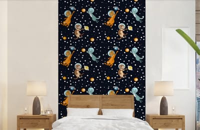 Behang - Fotobehang Planeten - Hond - Patroon - Breedte 150 cm x hoogte 240 cm