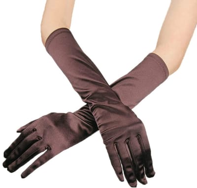 Dailygoods- Dameshandschoenen Elegant - Bruidshandschoenen - Avondhandschoenen - Feestelijke Handschoenen - Retro Satijn - 22 cm Lang