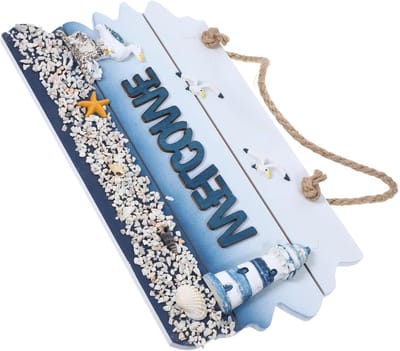 Hangend Welkomstbord - Deurbord Decoratie - Huis Versieren - Dennen Materiaal - 29x17cm - Blauw