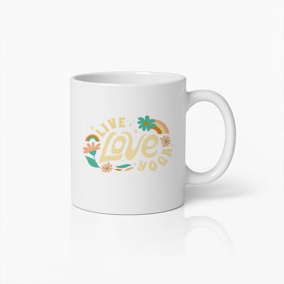 Live Love Yoga Mok 330ml – Inspirerende Boho Koffiebeker voor Yogaliefhebbers – Perfect Cadeau voor Mindfulness-, Wellness- & Balansfans