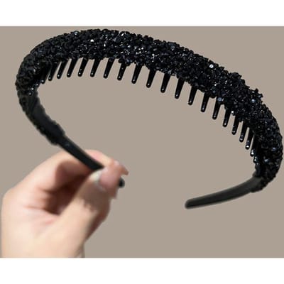 Haarband met Tanden Anti-Slip Gezichtswas Hoofdband, Veelzijdige Haarclip Hoofdband voor Extern Gebruik zwart