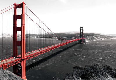 Fotobehang City Golden Gate Bridge | XL - 208cm x 146cm | 130g/m2 Vlies