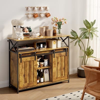 Bealife AP56 Buffetkast - Multifunctionele opbergkast met royale opslagruimte - Verstelbare woonkamerschappen - perfect voor woonkamer of hal - 100 x 33 x 80 cm - Vintage bruin