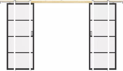 Vente-unique Dubbele schuifdeur met klamplaagsysteem - aluminium en transparant gehard glas - 2 x H205 x L63 cm - SINCA II