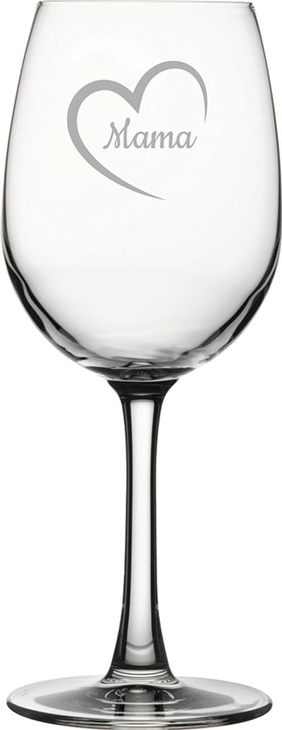 Gegraveerde witte wijnglas 36cl Mama met hartje