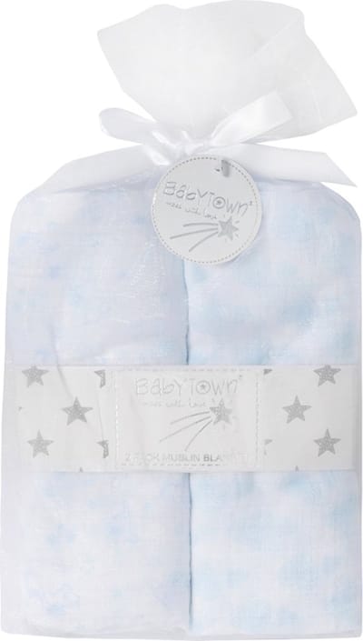 Babytown 2-Pack Hydrofiele Doek 76 x 76cm Olifant & Hartjes Wit/blauw- 19C206
