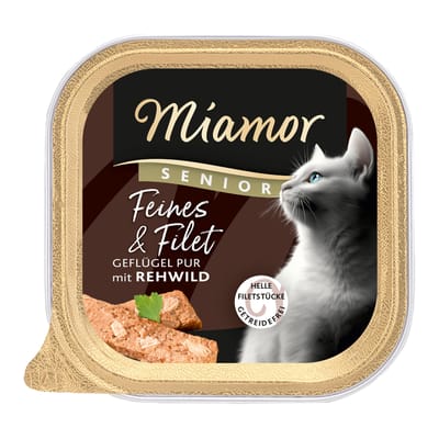 16x100g Miamor Fijn & Filet Senior Gevogelte Pur & Hert Wild Natvoer voor katten