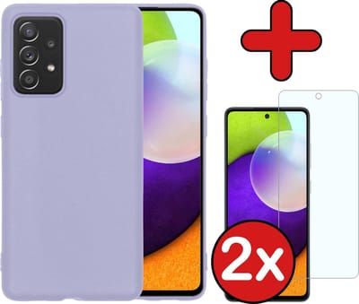 Hoesje - Met 2x Screenprotector - Geschikt voor Samsung Galaxy A52 - Sterk & Shockproof - Telefoon Hoes - Back Cover - Siliconen Case - Telefoonhoes - Lila