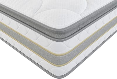 Vente-unique Set 160 x 200 cm bedbodem met opbergruimte, wit + matras met pocketveren met ingebouwd dekmatras van 29 cm dik - CANTERBURY van YSMÉE