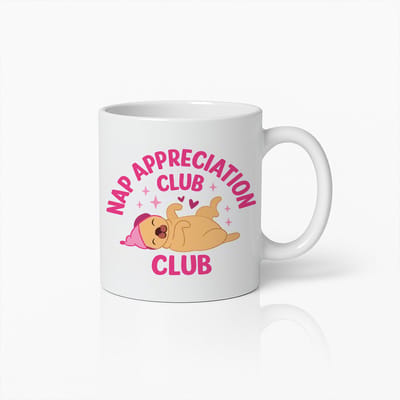 Schattige “Nap Appreciation Club” Mok 330ml – Grappige Hond Ontwerp Koffiebeker voor Ontspanning, Slaapliefhebbers & Cadeau Idee