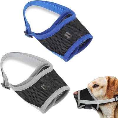 Ademende muilkorf voor kleine honden met lange neus - Maat S - Grijs/Blauw - Geschikt voor honden - 4.5 cm mondlengte - 10-13 cm mondomtrek - Lichtgewicht - Comfortabel.