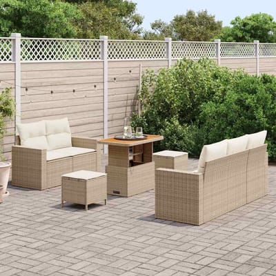 vidaXL - Tuinbank - Set - 8 - st - 5-Aantal - zitplaatsen - Beige - en - Crème