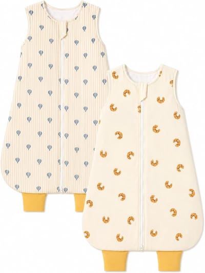 Baby Slaapzak met Voeten, 1.0 Tog, Katoenen Zomer Slaapzak voor Actieve Baby's en Peuters, Geschikt van 6 Maanden tot 6 Jaar, Comfortabel en Ademend