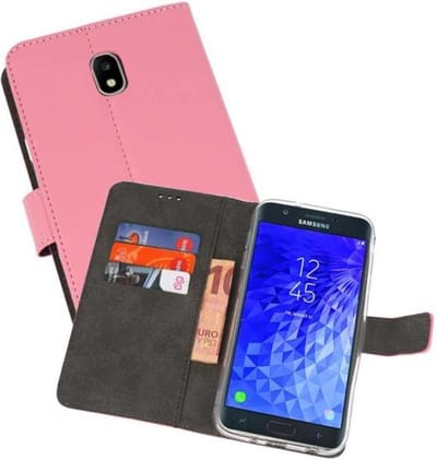 Booktype Telefoonhoesjes - Bookcase Hoesje - Wallet Case - Geschikt voor Samsung Galaxy J7 2018 - Roze