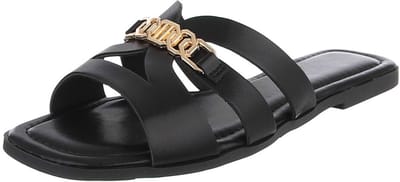 Dames Sandaal met Logo-detail en Platte Zool Mt:40