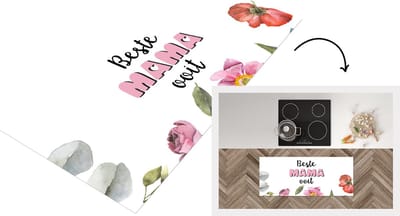 Keukenloper - Loper keuken - Spreuken - Quotes Beste Mama Ooit - Cadeau moeder - Moederdag - Bloemen - 120x50 cm - Keukenloper vinyl