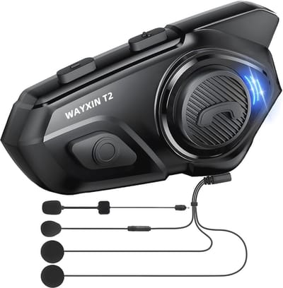 Motorheadset met Intercominstallatie voor 2 Personen tot 300 Meter Bereik - Waterdicht en Handsfree Communicatiesysteem