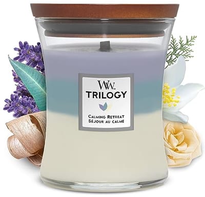 Medium Hourglass Trilogy geurkaars | Calming Retreat | Houten lont | Brandtijd tot 60 uur