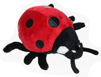 Cornelissen Pluche lieveheersbeestje knuffel - rood/zwart - 15 cm - Insecten dieren knuffels